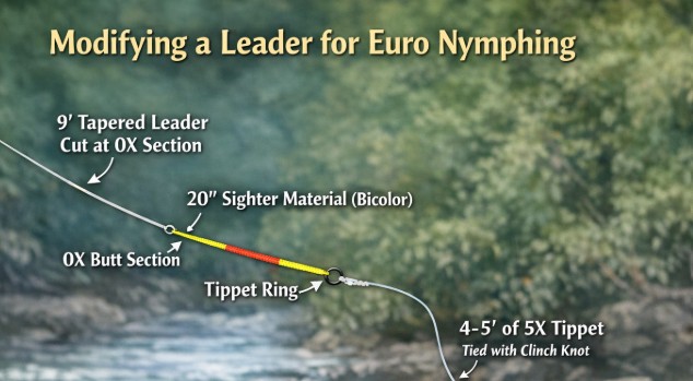 Euro nymphing setup leader