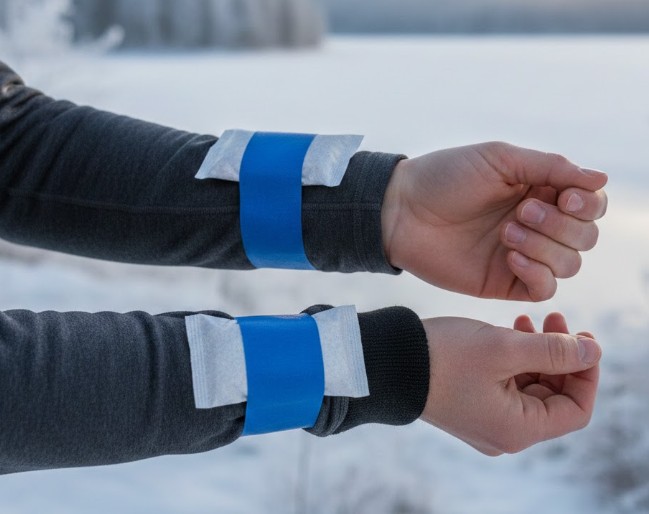 handwarmers on wrists